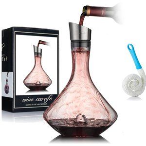 YouYah Wine Decanter Set,Red Wine Carafe with Built-in-Aerator,Wine Aerator